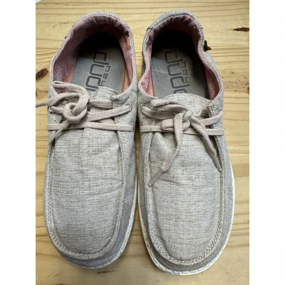 Hey Dude‎ Wendy Chambray White Nut Women's Slip On Loafer Shoes Size 8